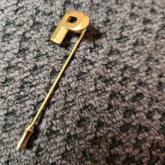 Vintage Gold Tone Initial Letter P Stick Pin 2.5” - Picture 1 of 7